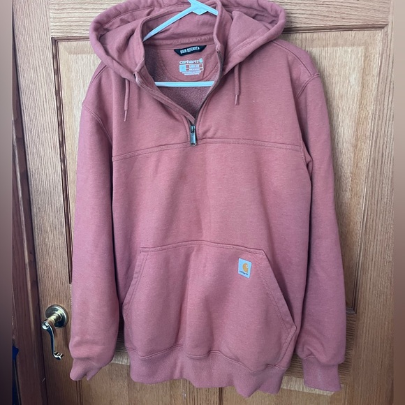 Carhartt Tops - Carhartt rain defender Hooded Quarter-Zip Sweatshirt - Dusty Rose